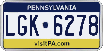 PA license plate LGK6278