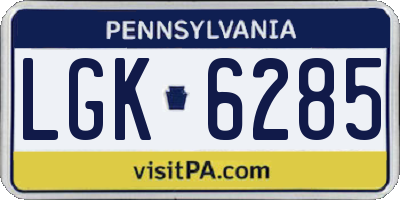 PA license plate LGK6285