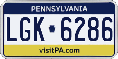 PA license plate LGK6286
