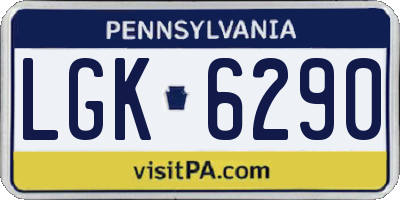 PA license plate LGK6290