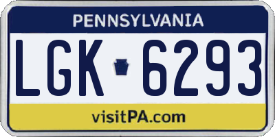 PA license plate LGK6293