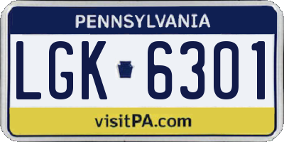 PA license plate LGK6301