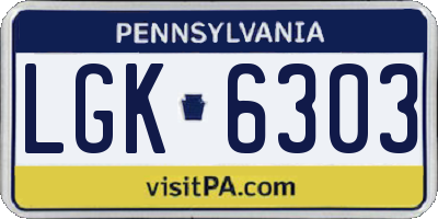 PA license plate LGK6303