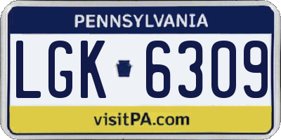 PA license plate LGK6309
