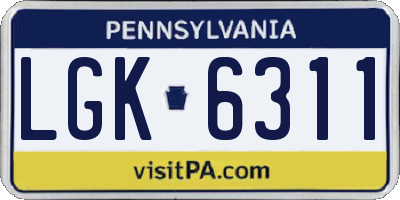PA license plate LGK6311