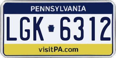 PA license plate LGK6312
