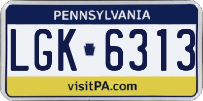 PA license plate LGK6313