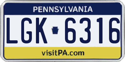 PA license plate LGK6316