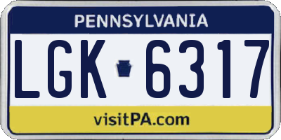 PA license plate LGK6317
