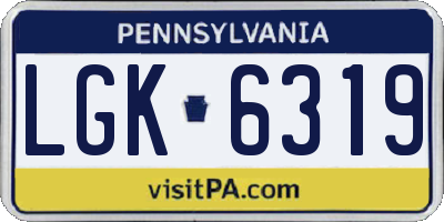 PA license plate LGK6319