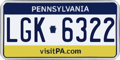 PA license plate LGK6322