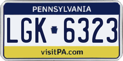 PA license plate LGK6323