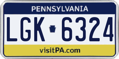 PA license plate LGK6324