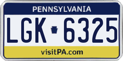 PA license plate LGK6325
