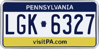 PA license plate LGK6327