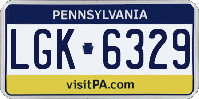 PA license plate LGK6329