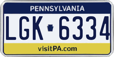PA license plate LGK6334