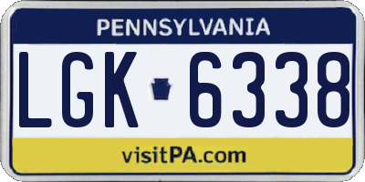 PA license plate LGK6338