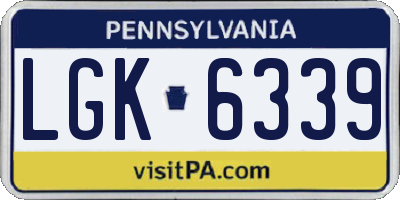 PA license plate LGK6339