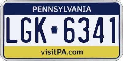 PA license plate LGK6341