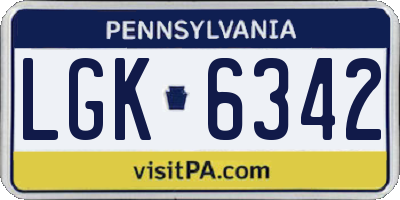 PA license plate LGK6342
