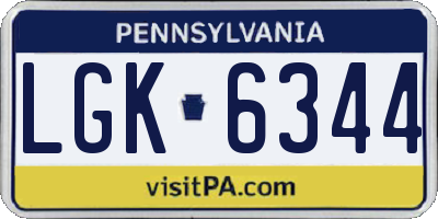 PA license plate LGK6344