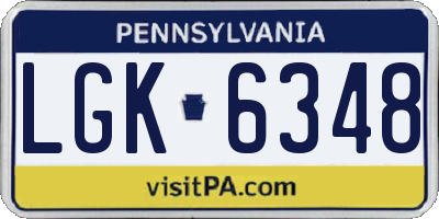 PA license plate LGK6348