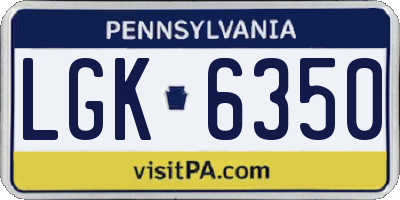 PA license plate LGK6350