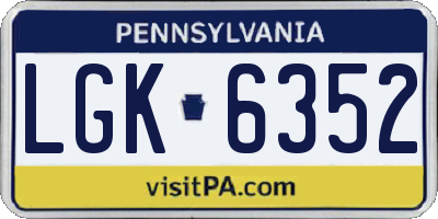 PA license plate LGK6352