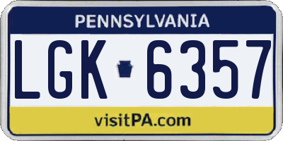 PA license plate LGK6357