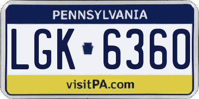 PA license plate LGK6360