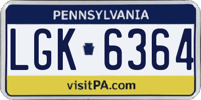 PA license plate LGK6364