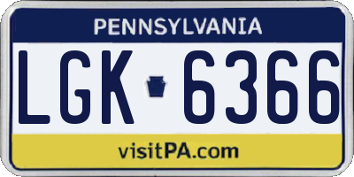 PA license plate LGK6366