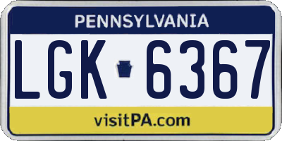 PA license plate LGK6367