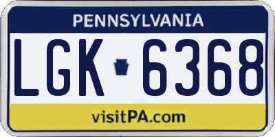 PA license plate LGK6368