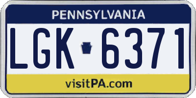 PA license plate LGK6371