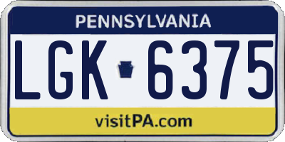 PA license plate LGK6375