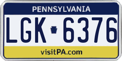 PA license plate LGK6376