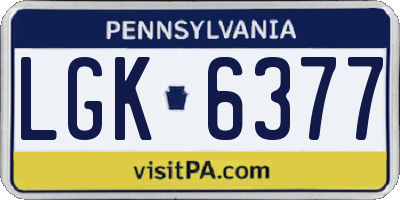PA license plate LGK6377