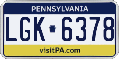 PA license plate LGK6378