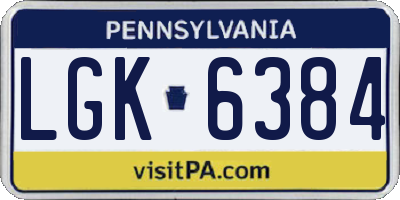 PA license plate LGK6384