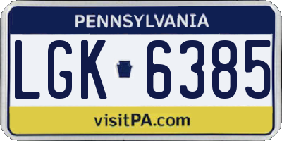 PA license plate LGK6385