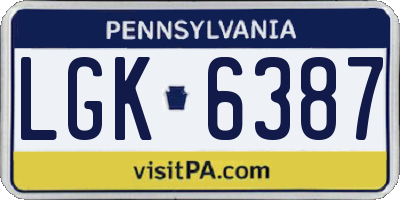 PA license plate LGK6387