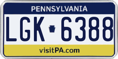 PA license plate LGK6388