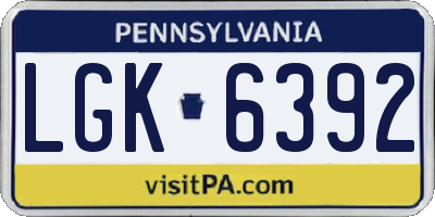 PA license plate LGK6392