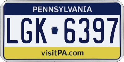 PA license plate LGK6397