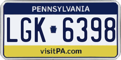 PA license plate LGK6398