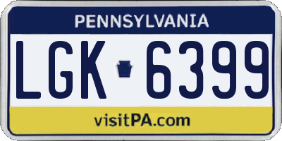 PA license plate LGK6399