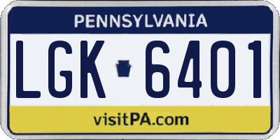 PA license plate LGK6401