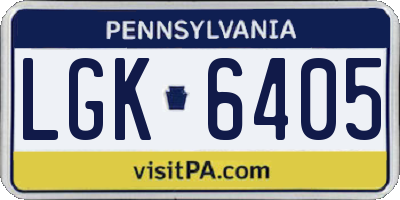 PA license plate LGK6405